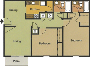 Two Bedroom / Two Bath - 1,020 Sq. Ft.*